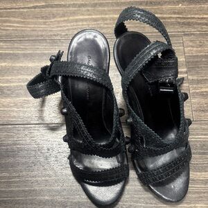 Balenciaga Black Textured Sandals